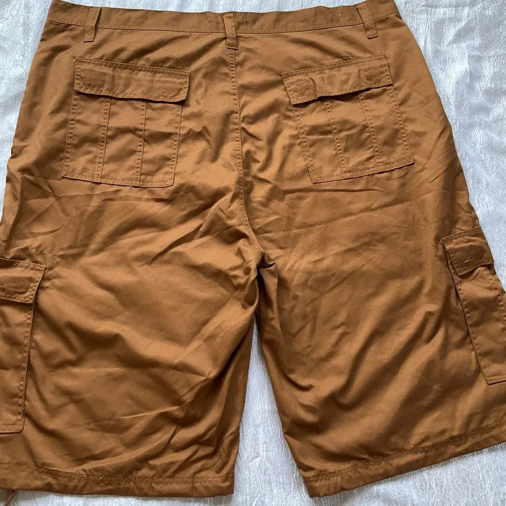 Royal Blue Mens Sz 50 Big & Tall  Utility Cargo Shorts Drawstring Brown Workwear